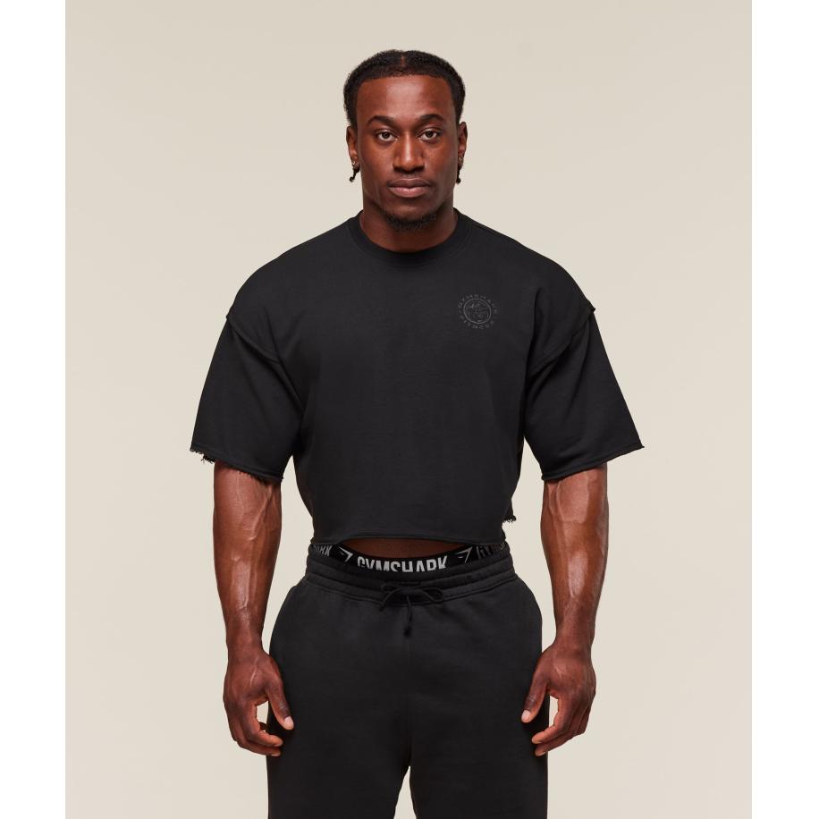 Gymshark Legacy Cropped Short Sleeve Crew Black Zwart