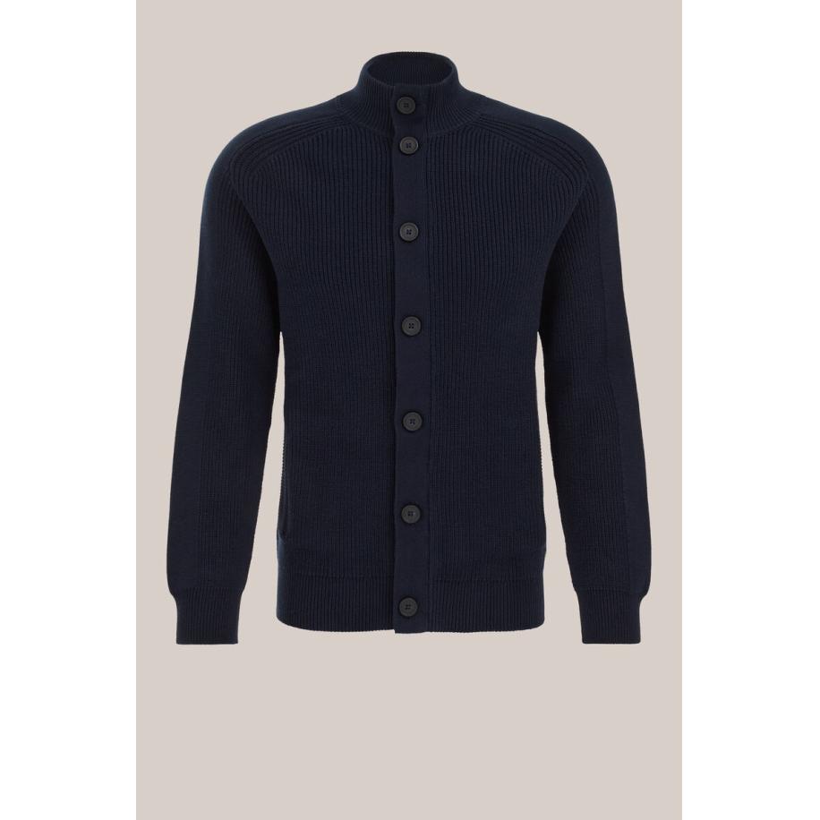 WE Fashion Heren slim fit vest van katoenmix - Regular fit - Donkerblauw - Katoen - Maat: XS Blauw