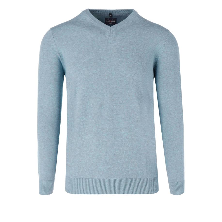 Marvelis Casual Trui V-hals lichtblauw, Effen Blauw