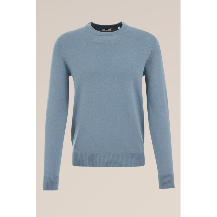 Fundamentals heren fijngebreide trui van katoenmix - Pastelblauw - Katoen - Maat: XXXL Blauw