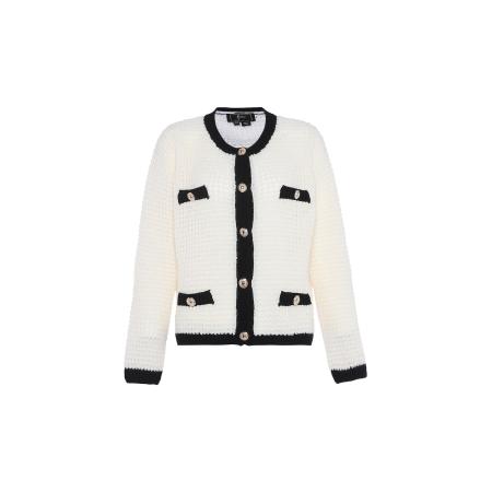 Faina faina Gebreid vest zwart / wolwit