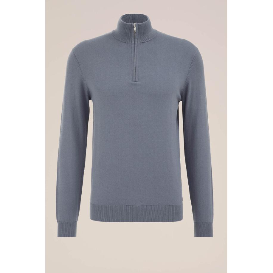 Fundamentals heren trui met rits - Grijsblauw - Katoen - Maat: M Blauw