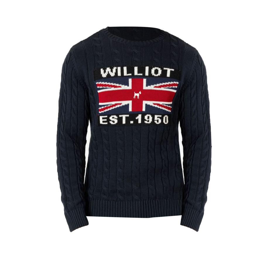 Williot Williot Trui navy / nachtblauw / donkerrood / wit -