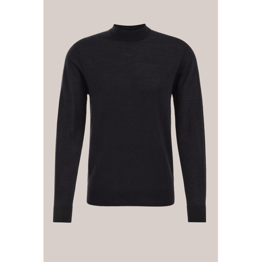 Fundamentals heren trui van merinowol - Slim Fit - Zwart - Merino wol - Maat: M Zwart
