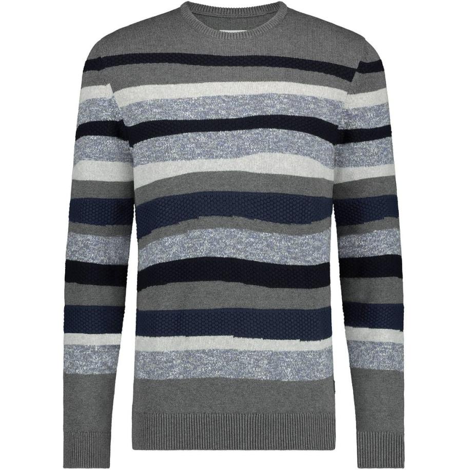 State Of Art Jacquard Trui Streep Grijs Grijs