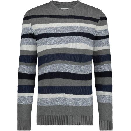 State Of Art Jacquard Trui Streep Grijs