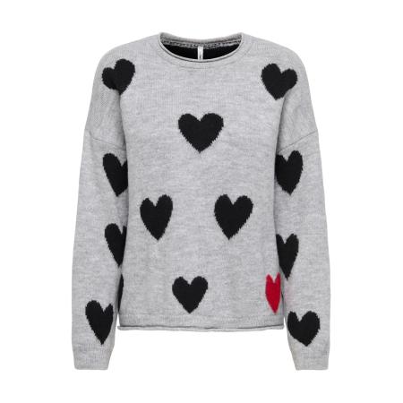 Only ONLY Trui ONLJADE lichtgrijs / rood / zwart