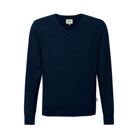 HAKRO 144 Trui V-hals nachtblauw, Effen