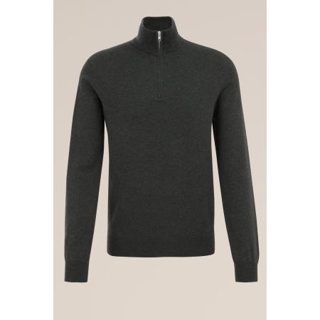 Fundamentals heren Slender fit trui met rits - Grijsgroen - Katoen - Maat: XS