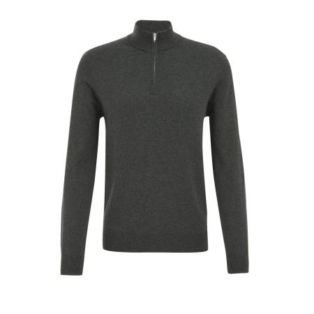 Fundamentals heren Slender fit trui met rits - Grijsgroen - Katoen - Maat: XXL