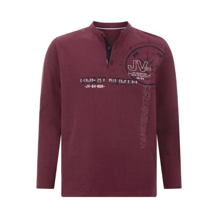 Jan Vanderstorm Sweatshirt Knoopsluitingdonkerrood, Effen