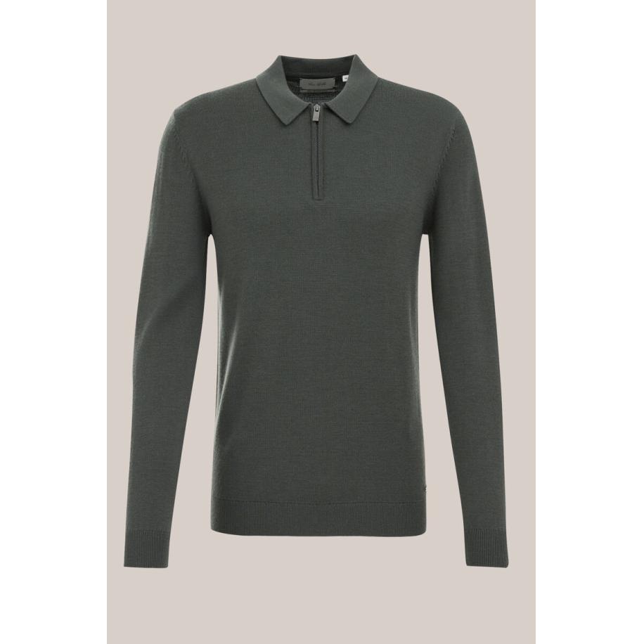 Van Gils heren polo van merinowol - Donkergroen - Merino wol - Maat: XXL Groen