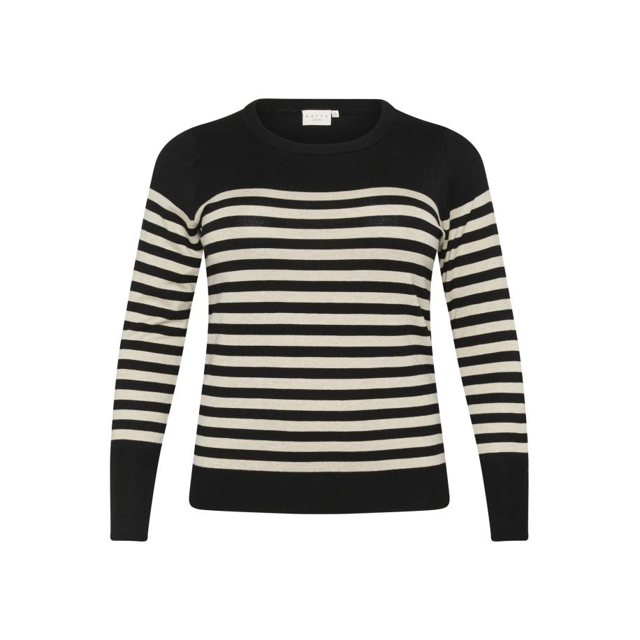 KAFFE CURVE Trui Lizzy crème / zwart Zwart