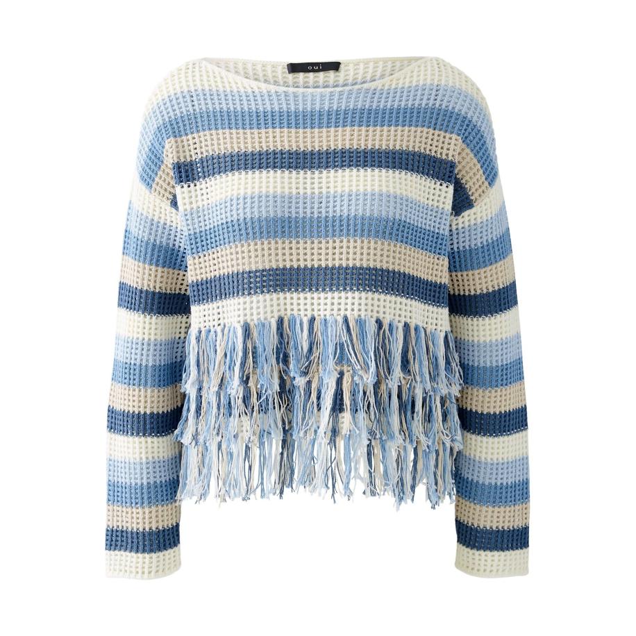 Oui OUI Trui beige / blauw / zwart -