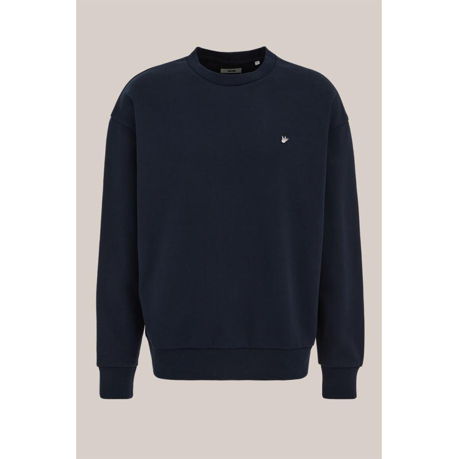 WE Fashion Heren oversized sweater - Oversized - Donkerblauw - Katoen - Maat: XS Blauw