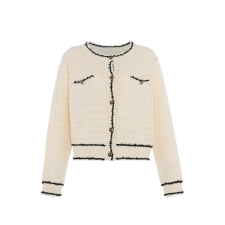 Faina faina Gebreid vest crème / zwart