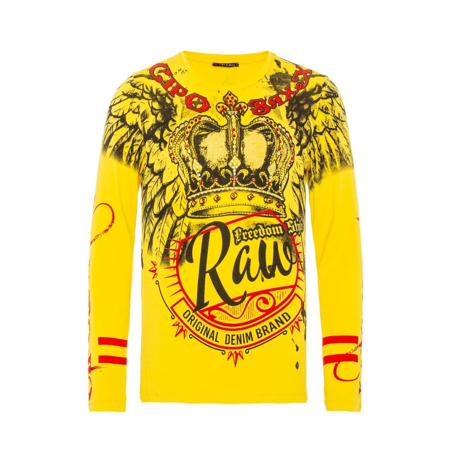 Cipo & Baxx CIPO & BAXX Sweatshirt geel / rood / zwart -