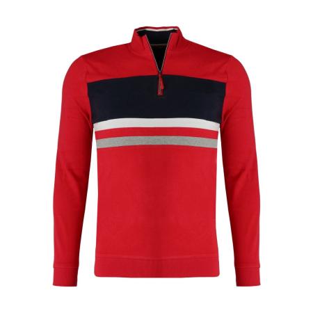 Marvelis Casual Trui ritssluiting blauw/rood/wit, Gestreept