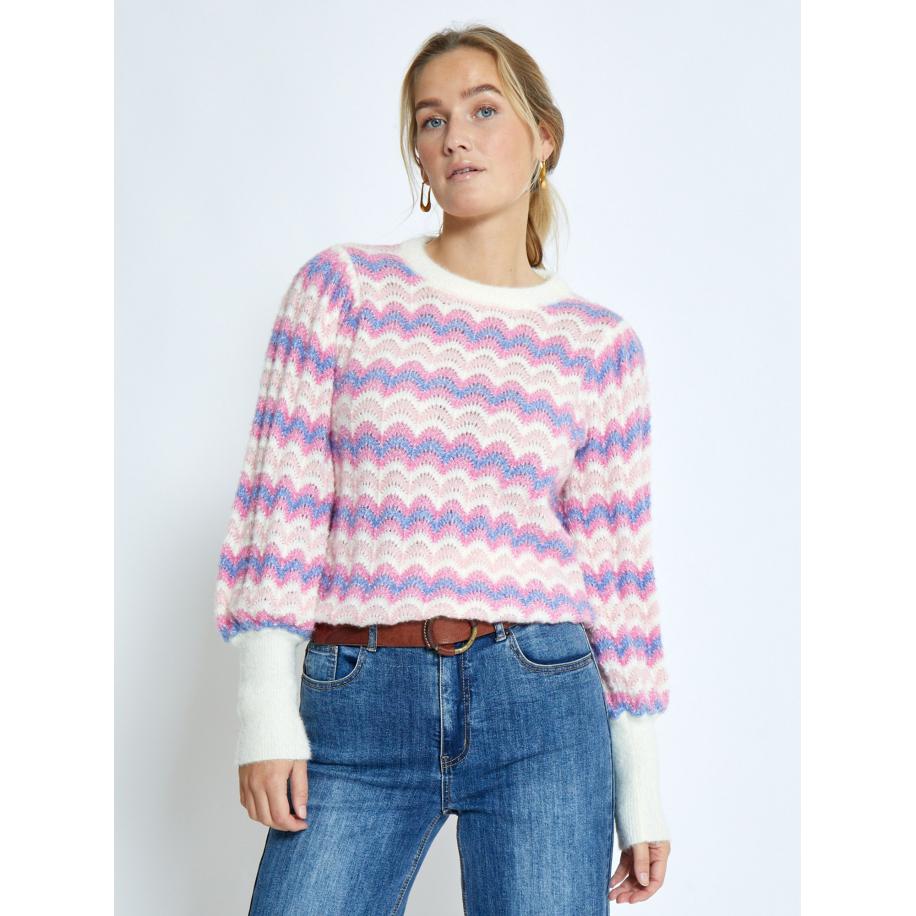 Peppercorn Trui Filicia blauw / rosa / lichtroze / wit Roze