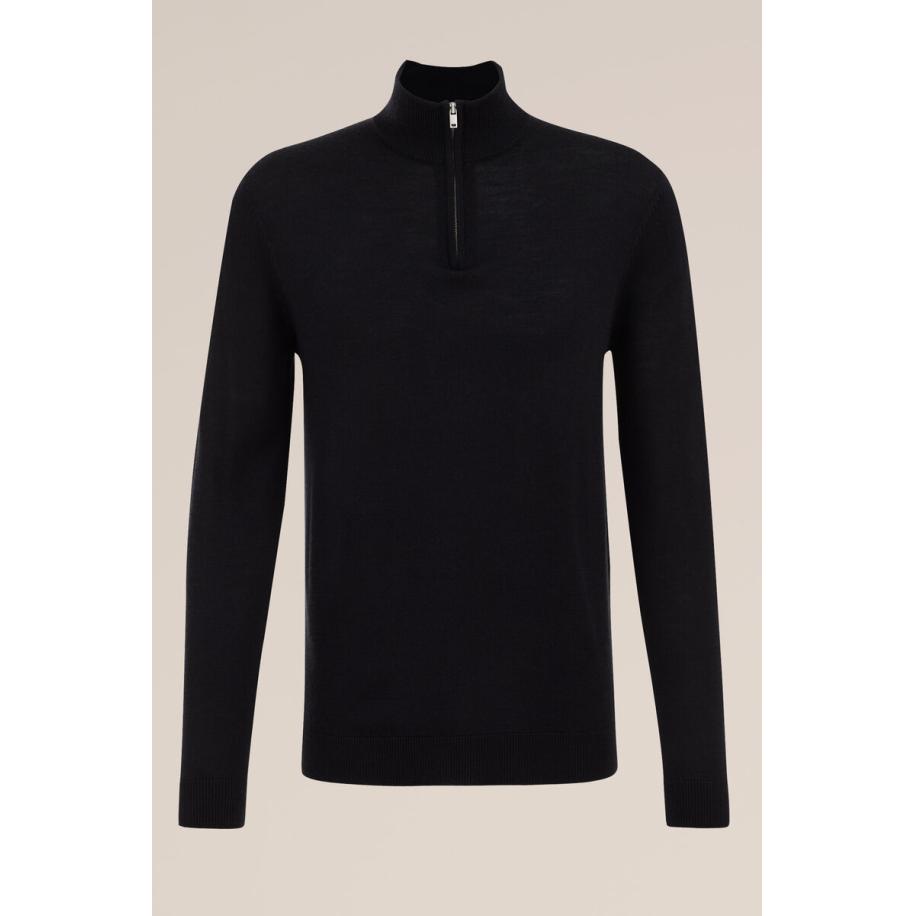 Fundamentals heren Slim fit trui van merinowol - Zwart - Merino wol - Maat: S Zwart