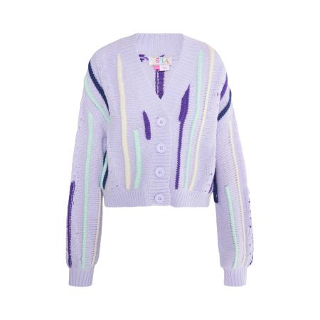 IZIA IZIA Gebreid vest Eyota beige / aqua / lichtlila / donkerlila