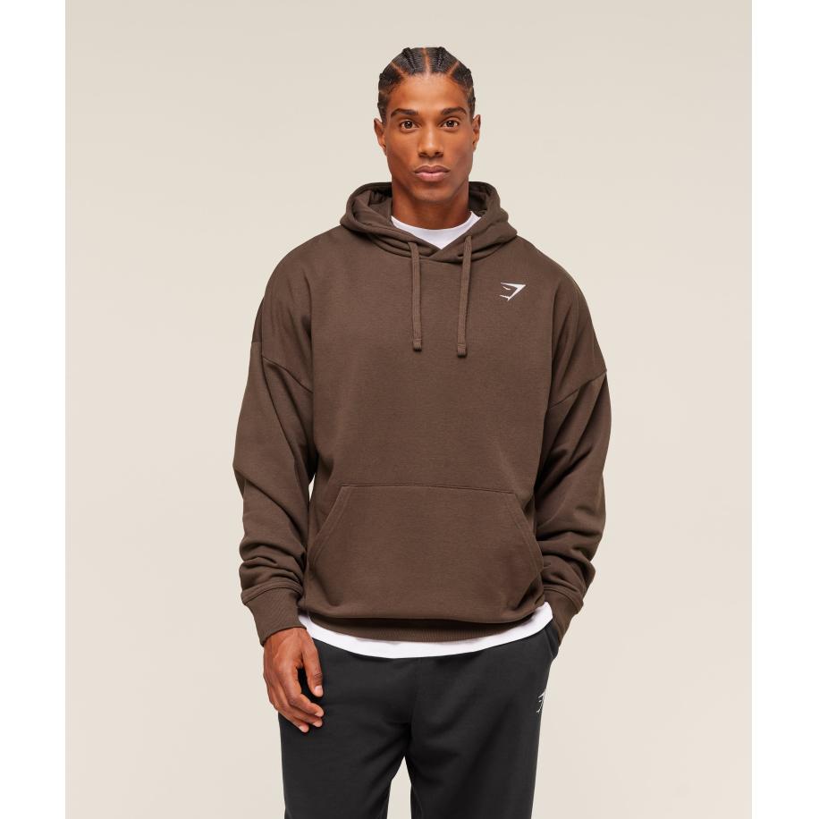 Gymshark Crest Oversized Hoodie Archive Brown Bruin