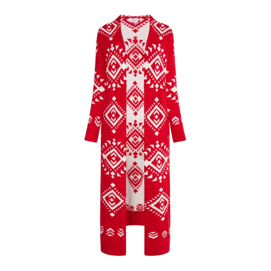 IZIA IZIA Gebreid vest Lomasi rood / wit -
