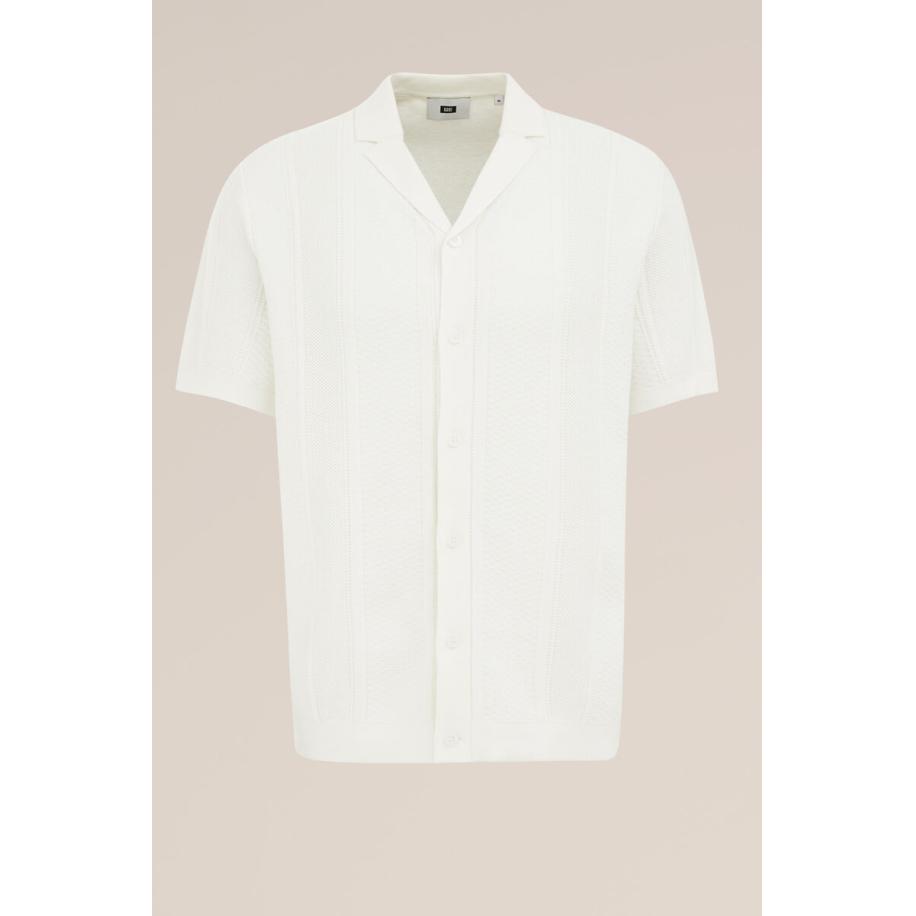 WE Fashion Heren Regular fit overhemd met structuur - Regular fit - Gebroken wit - Katoen - Maat: XL Wit