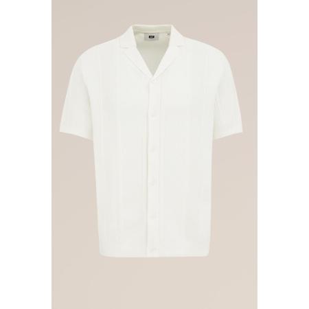 WE Fashion Heren Regular fit overhemd met structuur - Regular fit - Gebroken wit - Katoen - Maat: XL