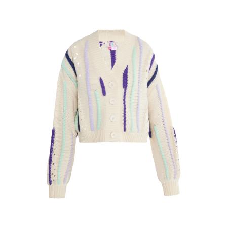 IZIA IZIA Gebreid vest Eyota mintgroen / lila / donkerlila / offwhite