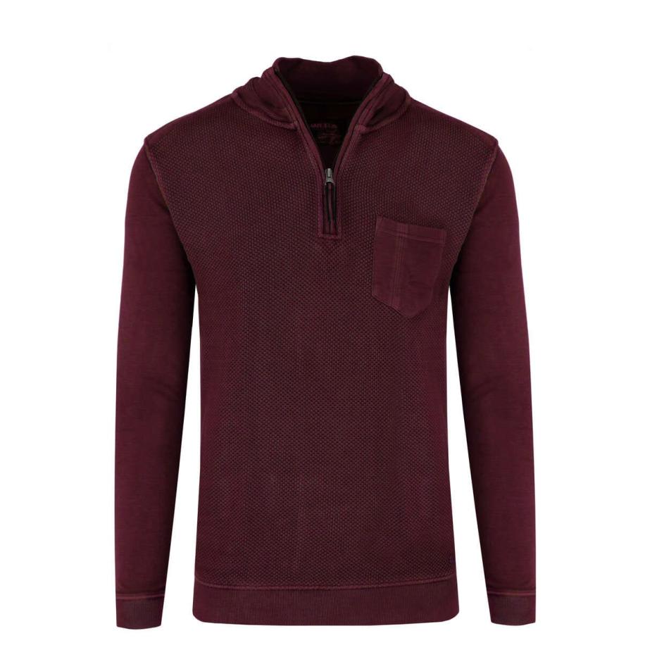Marvelis Casual Half-Zip Sweater bordeaux, Gestructureerd Rood