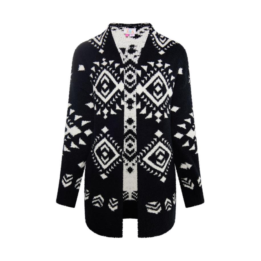 IZIA IZIA Gebreid vest Gaya zwart / wit -