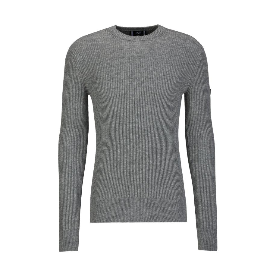 19V69 ITALIA Trui Riziero grijs gemêleerd Grijs