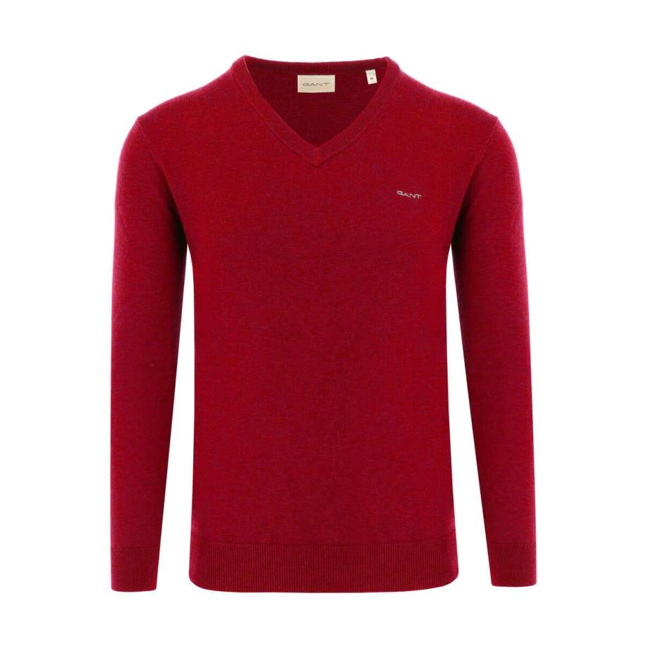 GANT Trui V-halsrood, Effen Rood