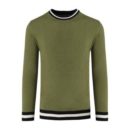 Marvelis Casual Trui ronde hals olijf, Effen