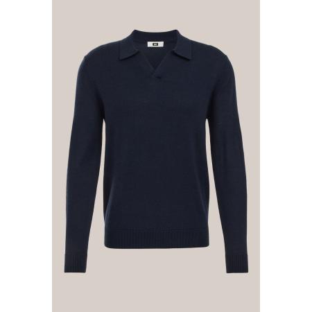 Fundamentals heren polo - Slim Fit - Donkerblauw - Merino wol - Maat: L