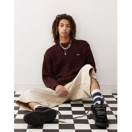 Obey - Anthony - Gebreide kabeltrui in rood