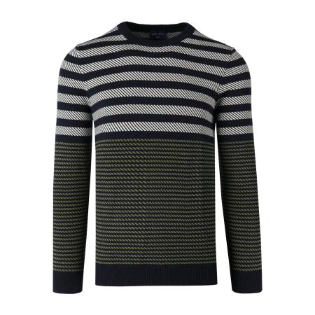 Marvelis Casual Trui ronde hals marine, Horizontale strepen