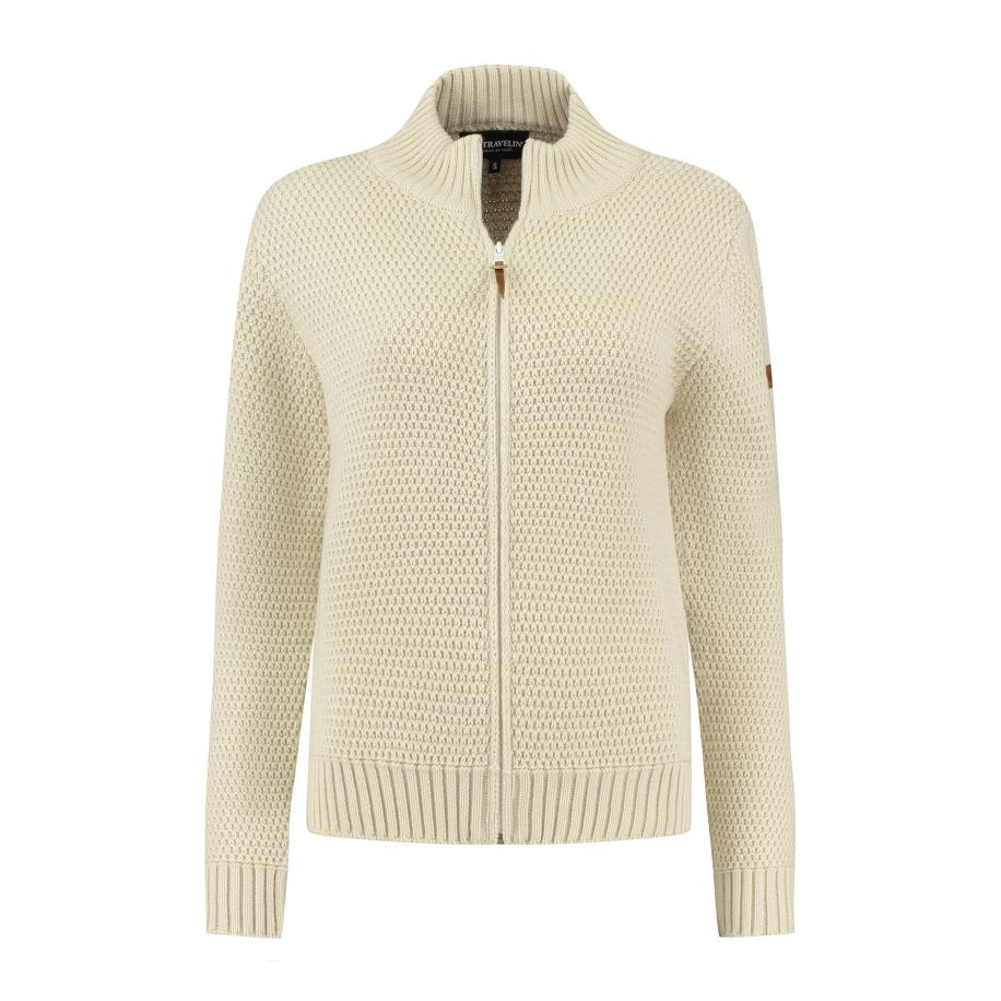 Travelin Travelin Gebreid vest Raahe ecru / bruin -