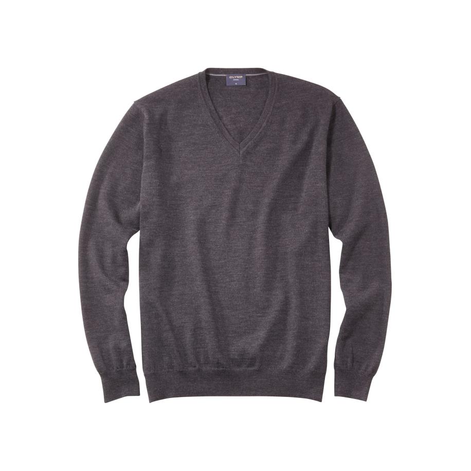 OLYMP Casual Trui V-hals grafiet, Effen Multicolor