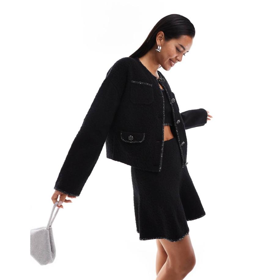 & Other Stories Gebreid bouclé vest van wolmix in zwart, deel van co-ord set Zwart