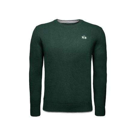 La Martina La Martina Trui donkergroen / wit gemêleerd