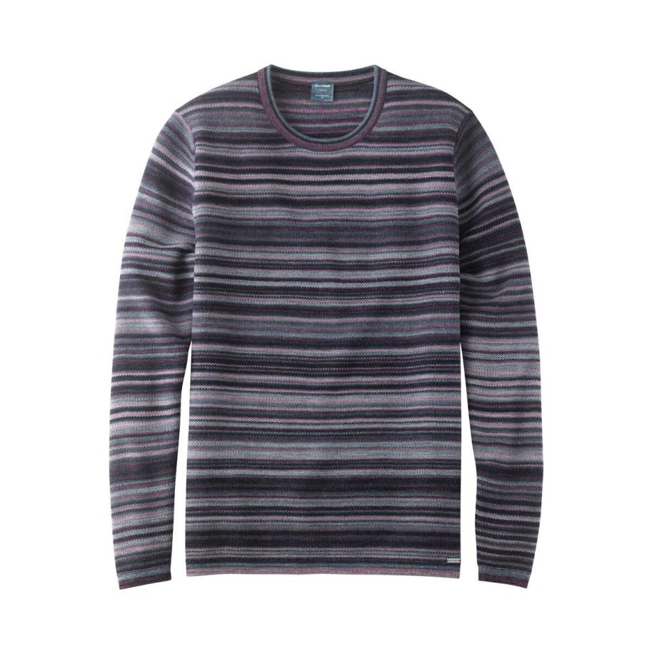 OLYMP Casual Trui ronde hals blauw, Gestreept Blauw