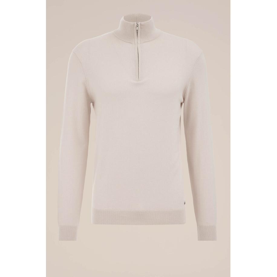 Fundamentals heren Slim fit trui met rits - Slim Fit - Gebroken wit - Katoen - Maat: XXL Wit