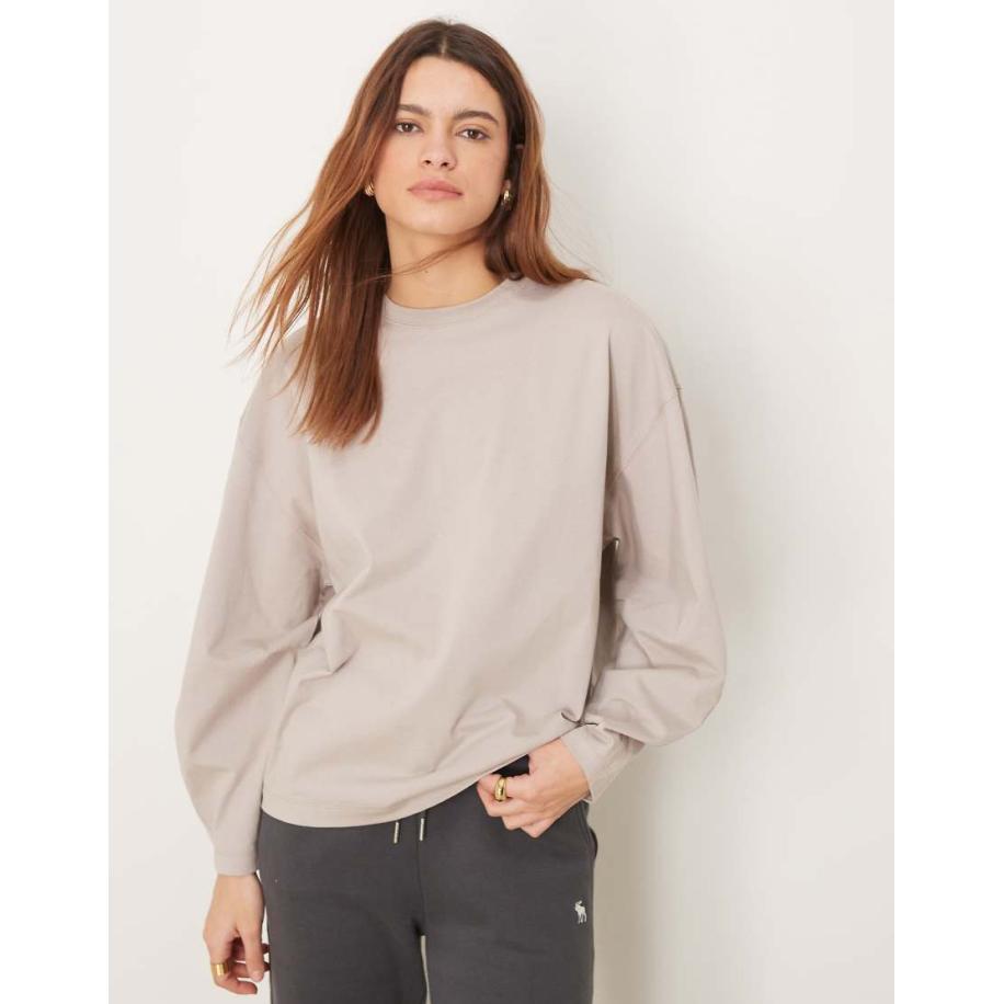 Abercrombie & Fitch Top met lange mouwen in taupe-Neutraal Multicolor