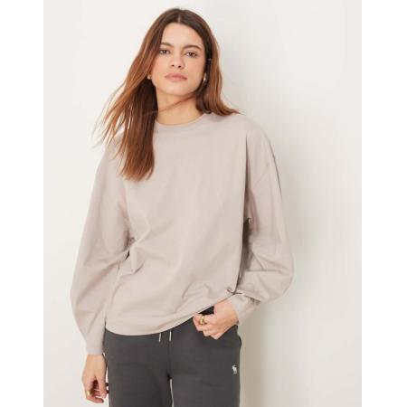 Abercrombie & Fitch Top met lange mouwen in taupe-Neutraal