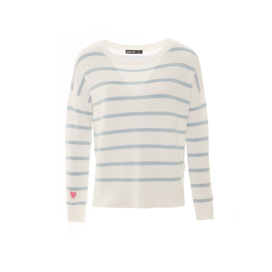 Big Star BIG STAR Trui Heartelia lichtblauw / wit -