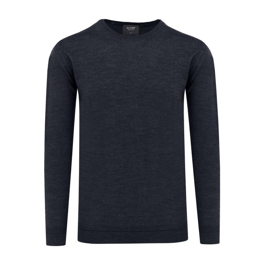 OLYMP SIGNATURE Soft Business Trui ronde hals nachtblauw, Effen Blauw