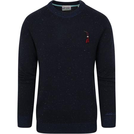 Scotch and Soda Pullover Mix Wol Gespikkeld Donkerblauw