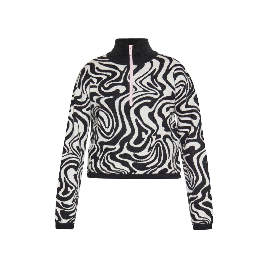 swirly Trui zwart / wolwit Multicolor